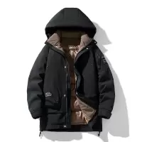 冬装加厚中长款羽绒服男户外工装保暖连帽潮牌青年时尚男士羽绒服
