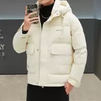 羽绒服男冬季新款户外抗寒保暖纯色连帽时尚面包服加厚百搭外套男