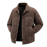 羽绒服男士宽松秋冬季新款白鸭绒保暖翻领潮流单排扣纯色男装外套