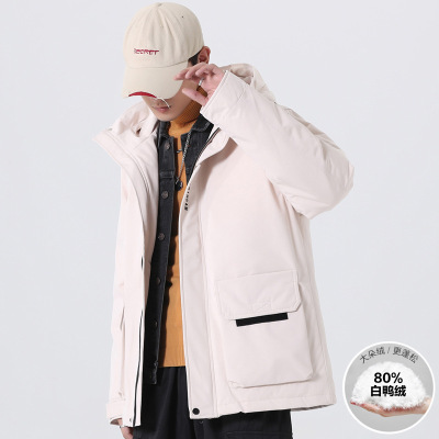 羽绒服男潮流冬季新款工装外套加厚鸭绒网红同款情侣百搭防寒大衣