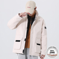 冬季新款男士韩版立领车标加厚保暖80白鸭绒羽绒服潮情侣百搭外套