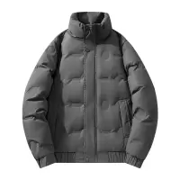 男装冬季纯色青年羽绒服男加厚保暖白鸭绒立领时尚宽松百搭面包服