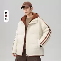 90白鸭绒冬季新款情侣羽绒服男连帽简约加厚保暖面包服宽松男外套