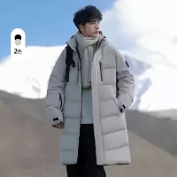 冬季新款中长款情侣白鸭绒连帽羽绒服男女同款加厚保暖潮牌外套男