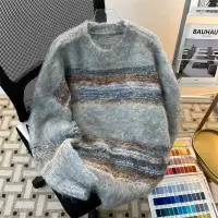 冬季新款毛衣男加厚青少年情侣慵懒风套头针织衫圆领上衣潮牌长袖