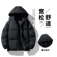 冬季男装新款纯色大码M-8XL连帽棉衣男宽松运动潮流学生棉服外套