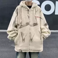 冬季美式潮牌ins羊羔绒棉服加厚保暖棉衣男宽松连帽棉袄宽松外套