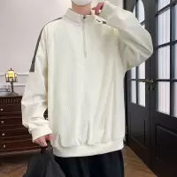 卫衣男春秋季新款休闲运动卫衣青少年立领T恤半拉链纯色外套