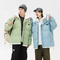 外套男秋冬季情侣款小众棉服美式潮牌宽松假两件加厚保暖男士棉衣