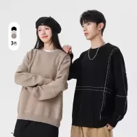 情侣毛衣针织衫纯色时尚圆领秋冬季新款宽松慵懒日常外穿男女上衣