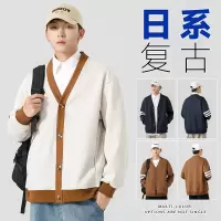 春秋季新款卫衣男装潮流日系复古男士长袖T恤宽松休闲针织衫外套