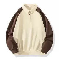春秋季男士卫衣休闲运动宽松港风拼色翻领Polo衫长袖男T恤打底衫