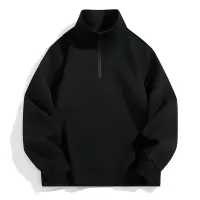 春秋新款男士卫衣立领男装纯色时尚百搭帅气休闲套头卫衣宽松外套