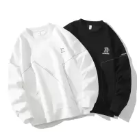 男士春秋季新款情侣卫衣休闲百搭圆领上衣套头纯色长袖运动体恤男