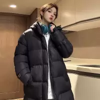 男装冬季中长款加厚保暖棉服连帽休闲百搭防寒韩版情侣面包服外套