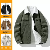 男装冬季加厚羊羔绒棉衣休闲复古翻领工装棉衣夹克男保暖潮牌上衣