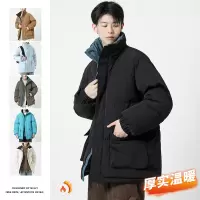 男装冬季棉衣新款运动棉袄潮牌加厚面包服二开棉服时尚立领男外套