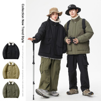 男装可二开棉衣男士潮牌纯色外套时尚菱格宽松帅气秋冬装棉服