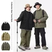 男装可二开棉衣男士潮牌纯色外套时尚菱格宽松帅气秋冬装棉服