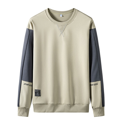 男装圆领卫衣男宽松春秋季套头拼接男士休闲青年百搭长袖T恤