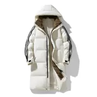 男装宽松冬装中长款连帽羽绒服男冬季加厚保暖白鸭绒防寒男士外套