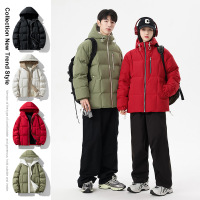 男装新款休闲情侣连帽棉衣秋冬季加绒棉服男女同款户外防水面包服