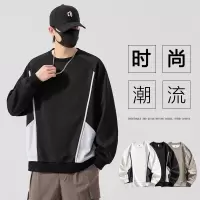 男装春秋季新款卫衣男简约圆领套头百搭宽松时尚上衣男大码打底衫