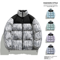 秋冬季新款男装扎染渐变棉衣男士潮流百搭面包服立领棉袄面包服