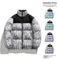 秋冬季新款男装扎染渐变棉衣男士潮流百搭面包服立领棉袄面包服