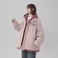 秋冬新款情侣连帽棉衣假两件时尚保暖棉服棉袄外套宽松百搭面包服