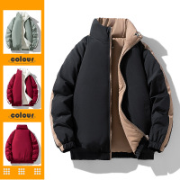 秋冬新款棉衣双面穿夹克潮流情侣款休闲百搭立领面包服青少年外套