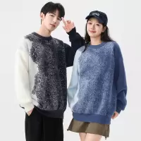 秋冬潮流扎染情侣毛衣男宽松仿貂绒针织衫慵懒风高街潮牌痞帅男装