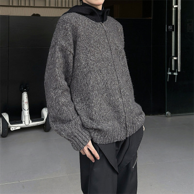 秋季新款潮牌美式复古慵懒风开衫毛衣男青少年长袖宽松针织衫外套