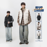 秋冬季新款休闲男士马甲情侣款宽松纯色港风背心百搭立领上衣外套