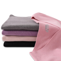 女士保暖长袖内衣女双面磨毛无痕纯色上衣爱心领内穿发热秋衣防寒