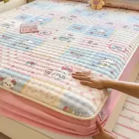 ins卡通牛奶绒床笠单品床垫保护套单件冬季绒加厚防滑床罩三件套
