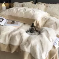 冬季A类兔毛绒床上四件套牛奶绒加绒被套加厚保暖珊瑚法兰绒床单4