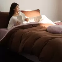 山屿云间丨A类捏捏绒纯色双拼四件套婴儿绒加厚亲肤床单被套4