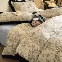 法式赫本牛奶绒床上四件套保暖复古花边ins双面绒灯芯绒秋冬床品