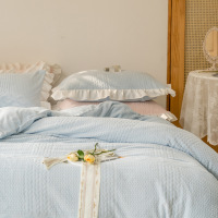 320g!公主风冬天牛奶绒四件套少女心花边被套保暖珊瑚绒床上用品