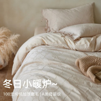 A类母婴级100支长绒棉磨毛四件套加厚款浮提花纯棉床单被套