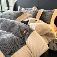 a类母婴级欧貂绒床上四件套加厚保暖牛奶绒被套珊瑚绒轻奢风床品