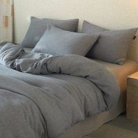 A类母婴级简约全棉纯棉皱皱纱透气床上用品套件