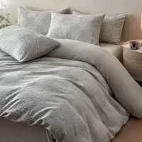 A类母婴级简约纯棉麻四件套亲肤柔软自然透气床单被套床品套