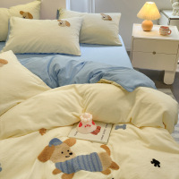 A类毛巾绣床上四件套新款四季通用三件套学生宿舍床单被套