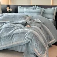 A类牛奶绒床上四件套兔毛绒双拼纯色新款花绒被套床笠床单
