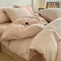 A类纯棉磨毛床上四件套轻奢床单秋冬季提花被套床笠床上用品三件