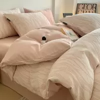 A类纯棉磨毛床上四件套轻奢床单秋冬季提花被套床笠床上用品三件