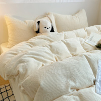 ins少女心全消光牛奶绒四件套床品冬季加厚珊瑚绒花被套三件套4