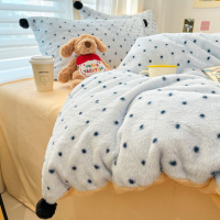 兔毛绒床上四件套新款冬季加厚保暖牛奶绒床单床笠被套三件套